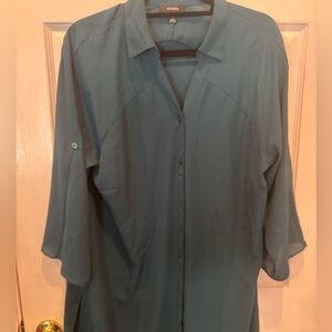 Alfani Teal Casual Button-Down Shirt